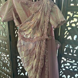 Elegant Pink Embellished Women's ready to wear Saree